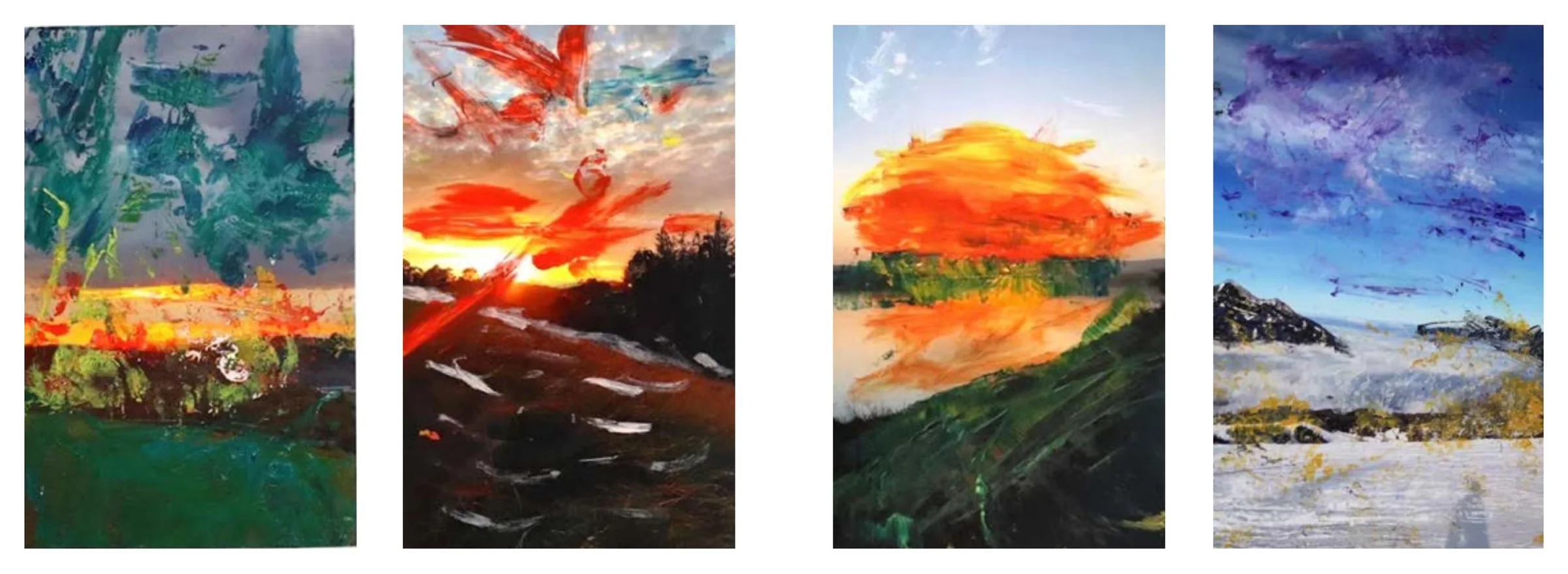 Vier Landschaften in Acryl